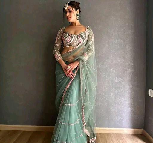 HEAVY EMBROIDERED NET SAREE