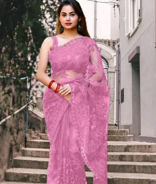 FLORAL PRINTED NET SAREE