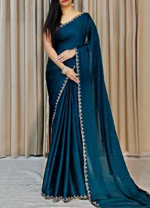 Embellished, printed Bollywood chiffon saree