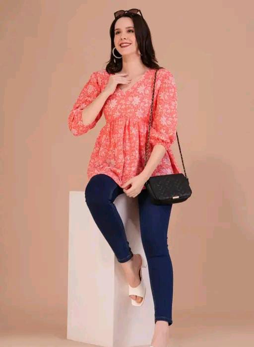 WOMEN'S PRINTED COTTON TOP