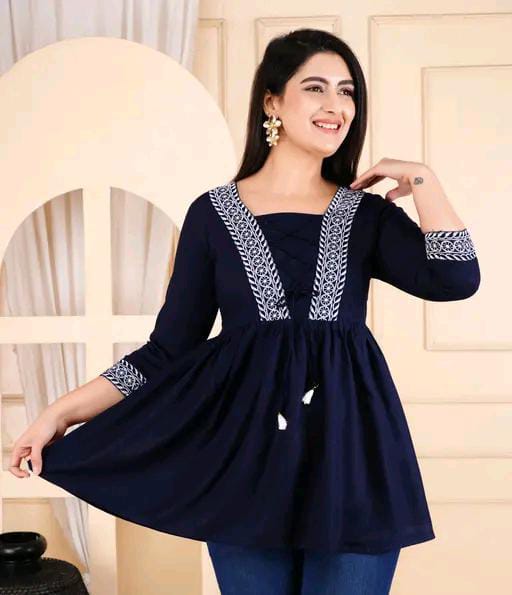 COTTON EMBROIDERED TOP FOR WOMEN'S