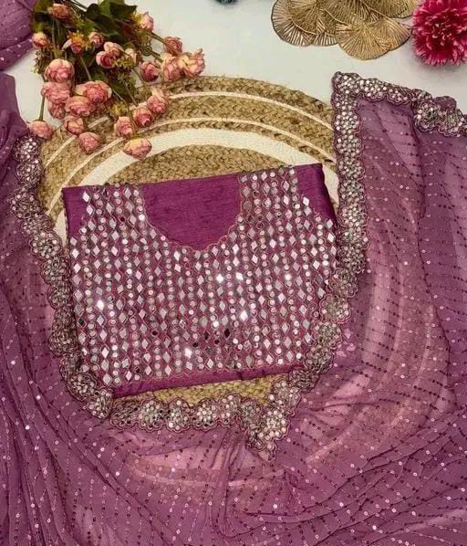 LATEST MIRROR WORK SAREE