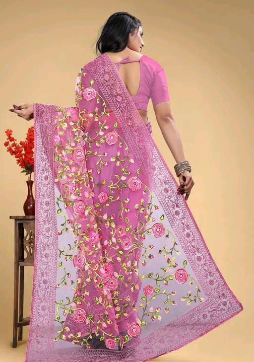 BOLLYWOOD STYLE EMBROIDERED NET SAREE