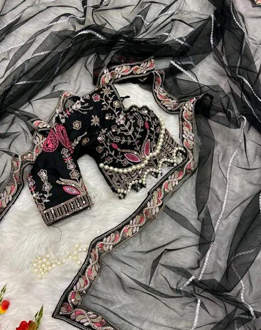 PARTY WEAR EMBROIDERED NET SAREE