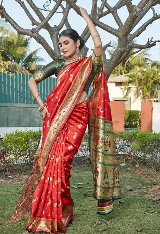 cotton silk jacquard saree with unstitched blouse