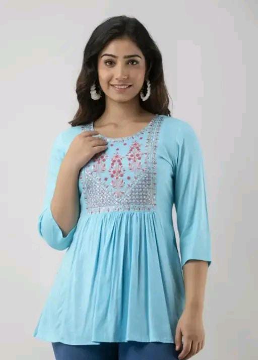 SUMMER SPECIAL COTTON EMBROIDERED TOP FOR WOMEN'S